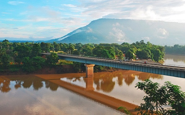 The confluence of the Xedone and Mekong Rivers where Pakse located