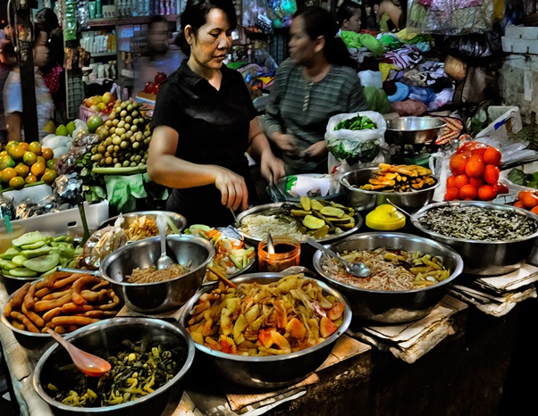 The Cambodian cuisine in the Russian Market