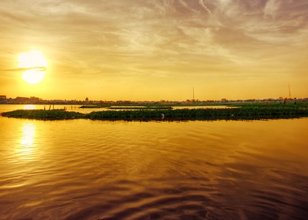 The sunset on Mekong River