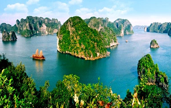 Halong Bay is famous for surreal-looking limestone islands and spectacular sandy bays