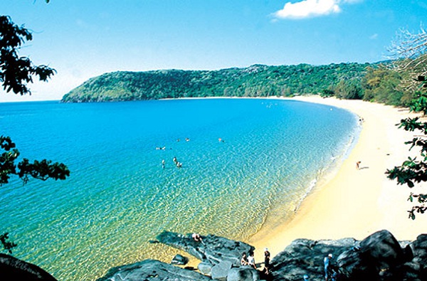 The long white sand beach