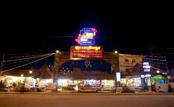 Main gate of Angkor Night Market in Siem Reap