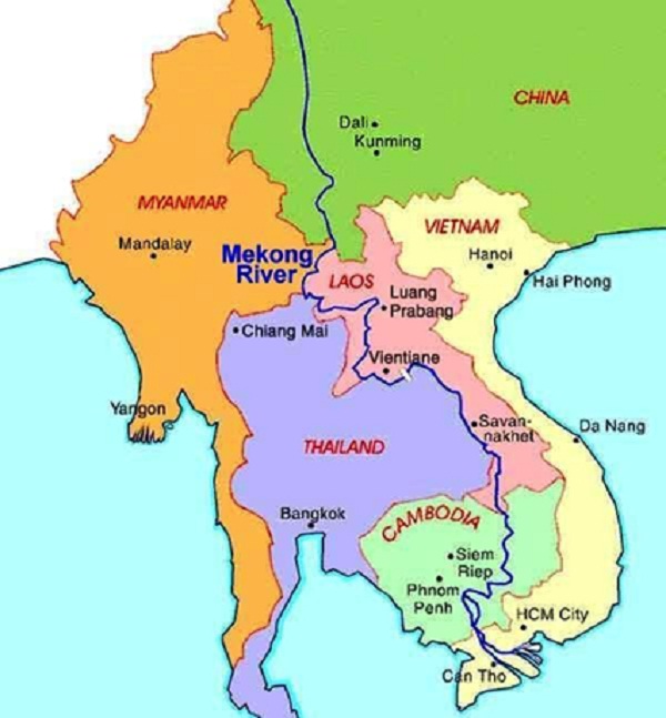 Mekong River originates in China and flows through five countries