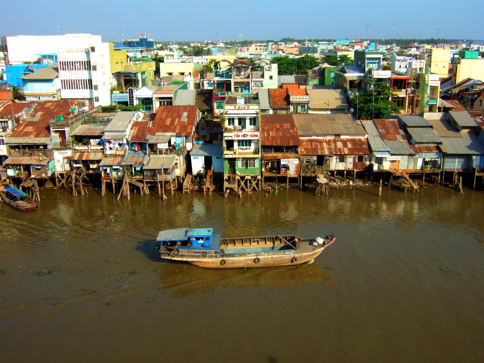 Old stilt houses on the Mekong River