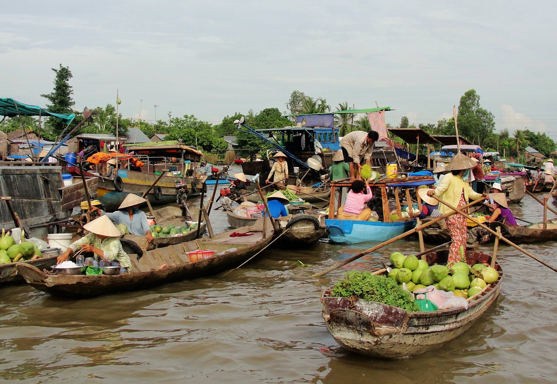 Cai Be floating market on Mekong river