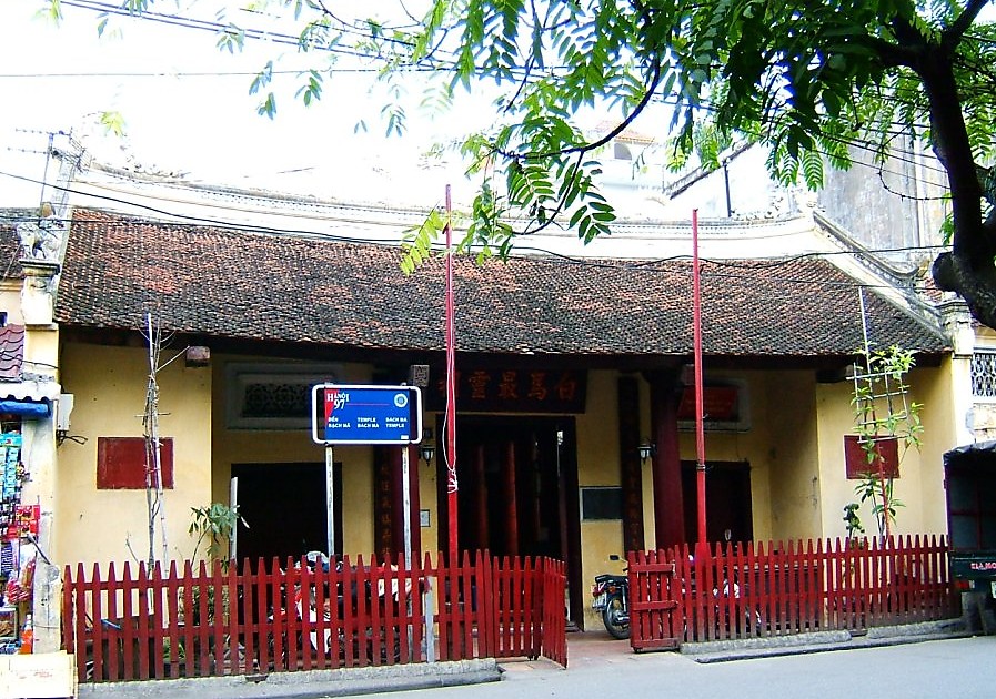 Ancient Bach Ma temple on the busy Hang Buom street