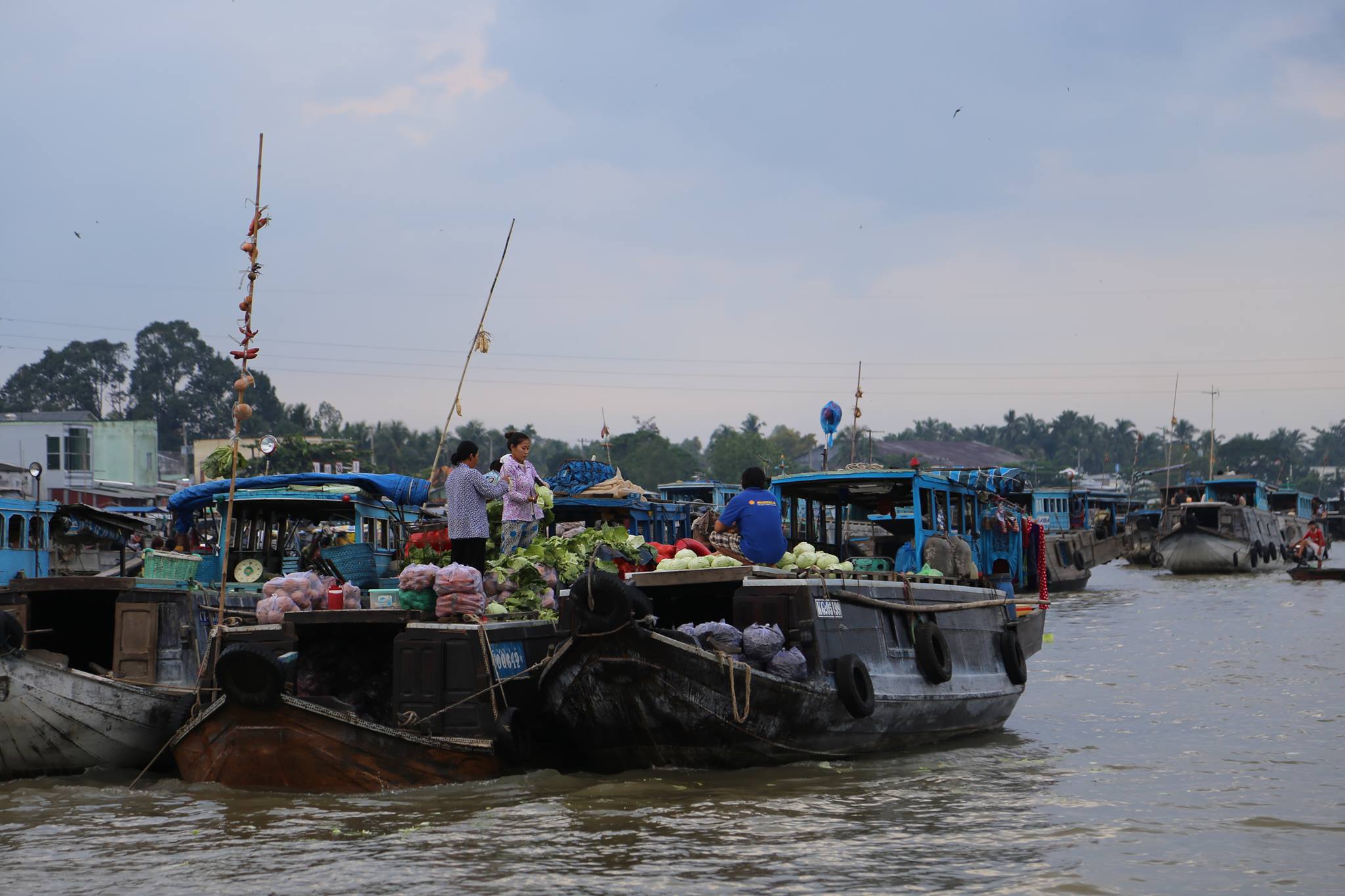 Cai Be floating market in the auroraCai Be floating market in the aurora