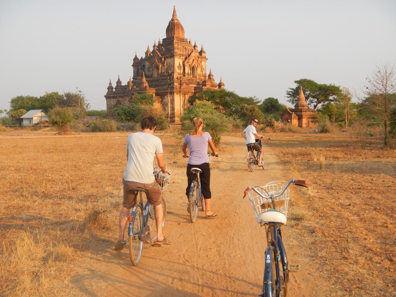 Tourists feel excited when cycling to explore Bagan 