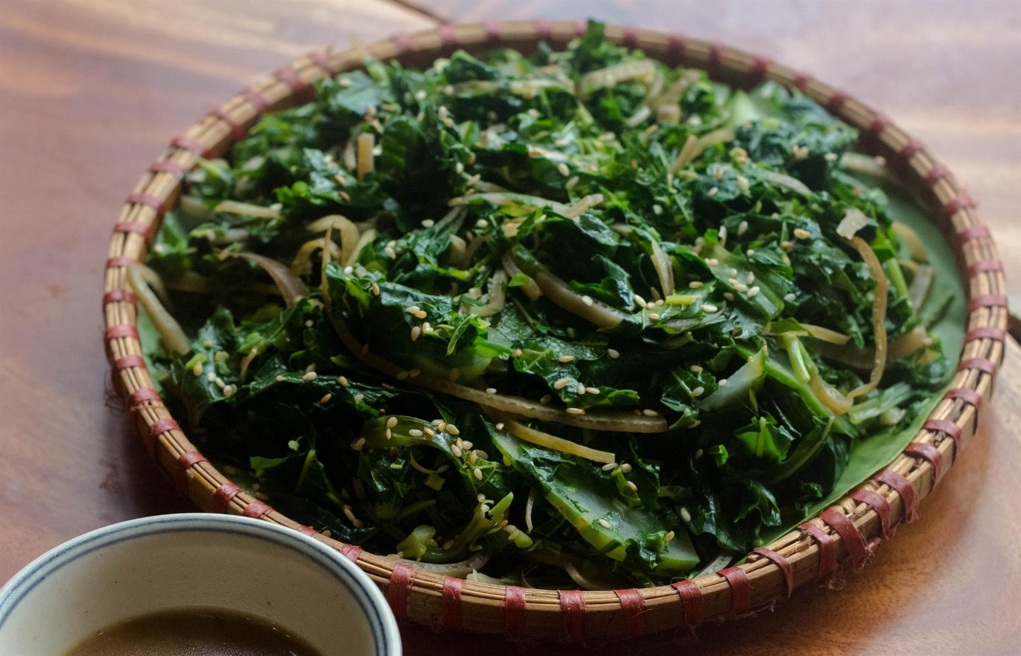 Boiled forest vegetables eaten with Mam