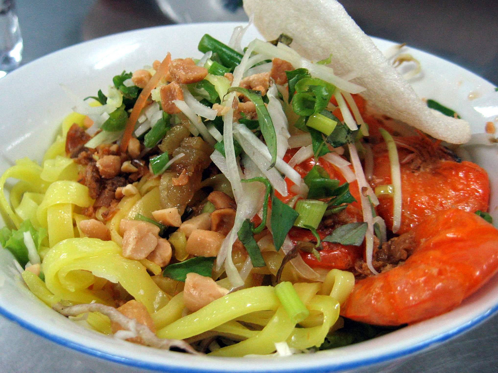 Quang noodles has less broth than other Vietnamese noodle soups