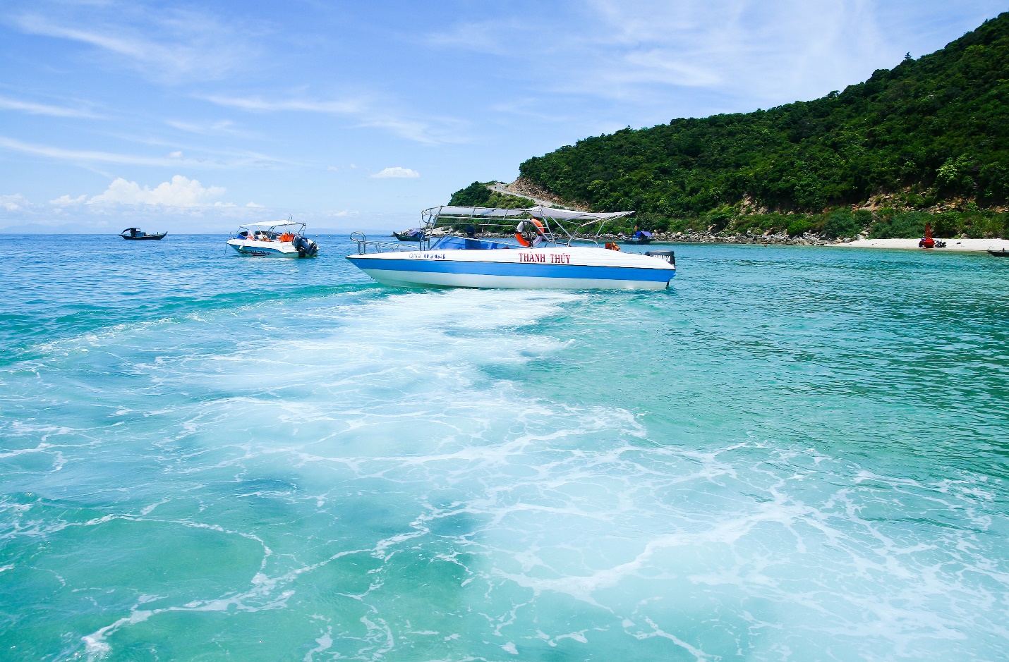 Getting to Cu Lao Cham by high speed canoe