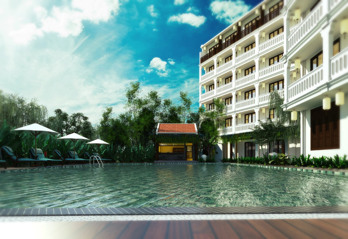 The outside swimming pool in Little Hoian Central Boutique Hotel and Spa