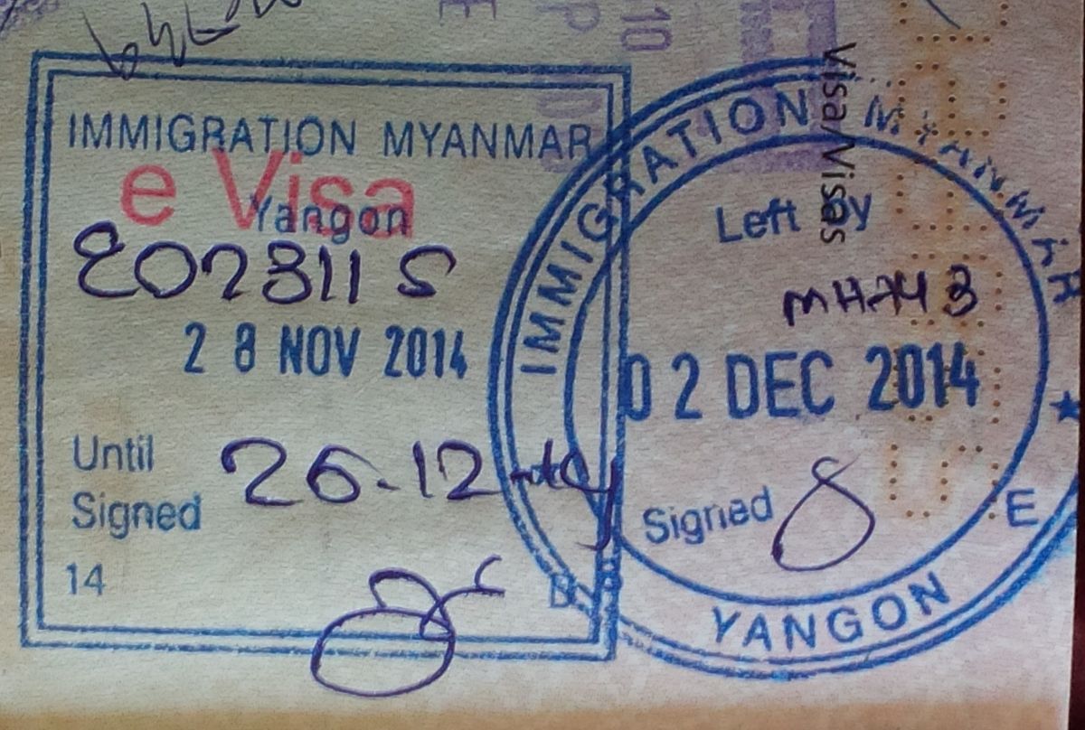 Myanmar passport stamp