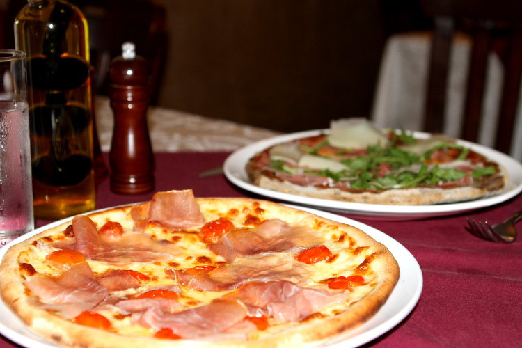 A delicious pizza at La Hostaria Restaurant