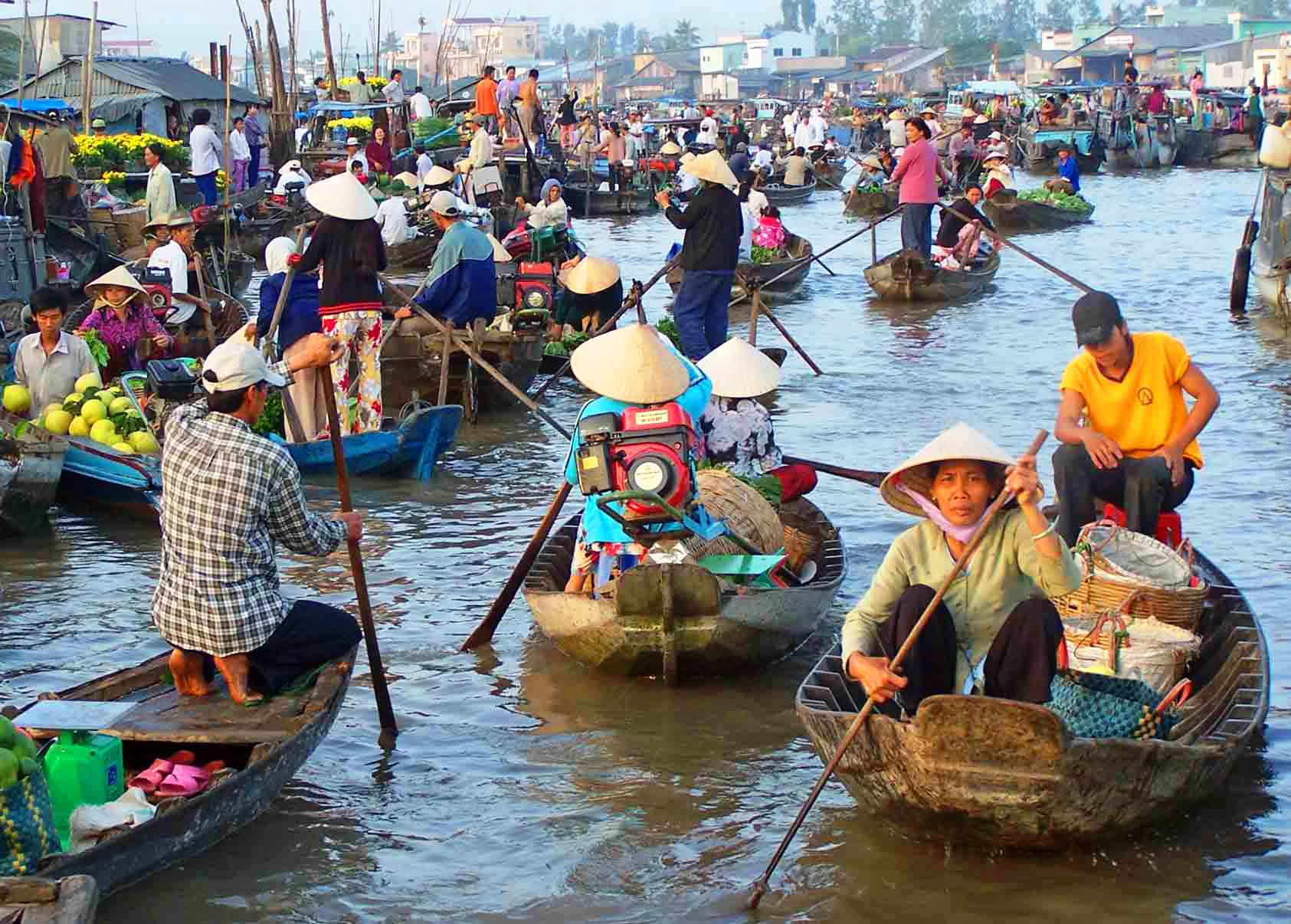 Floating market in the Mekong Delta