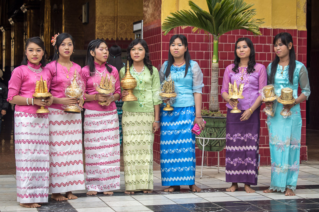 Women wear longyi