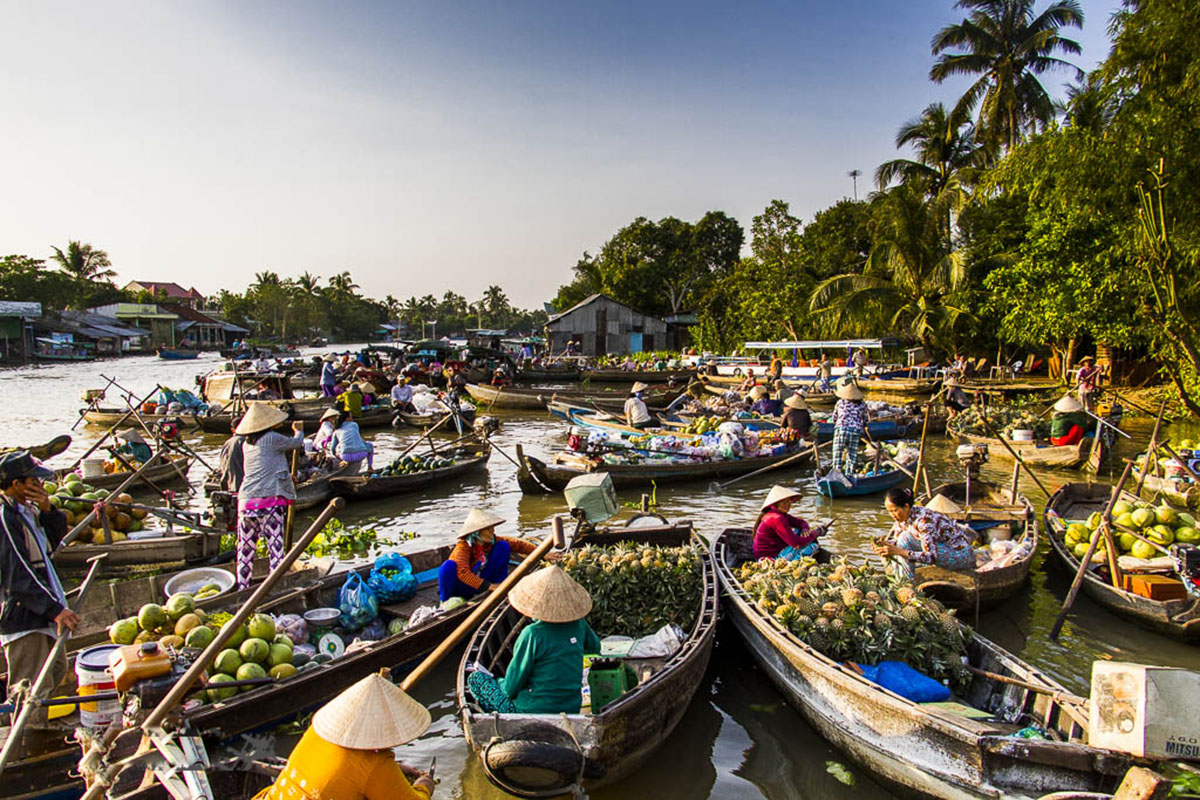 Lively atmosphere of Can Tho floating market