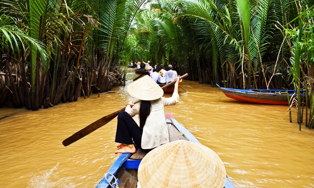 A boat trip on the Mekong River