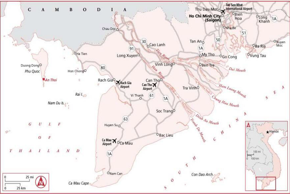 Mekong Delta Vietnam map