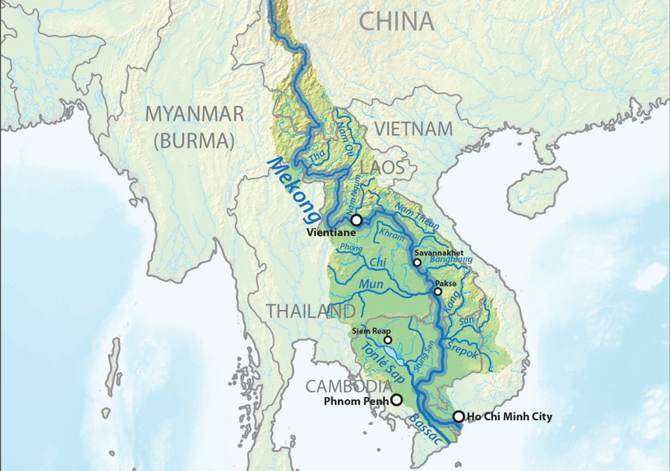 Mekong River on map