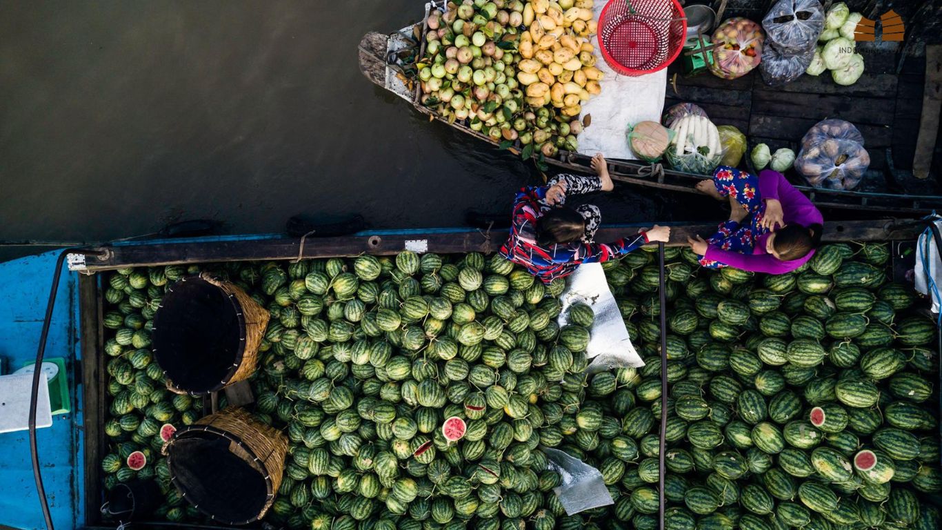 Phong Dien floating market in Mekong delta