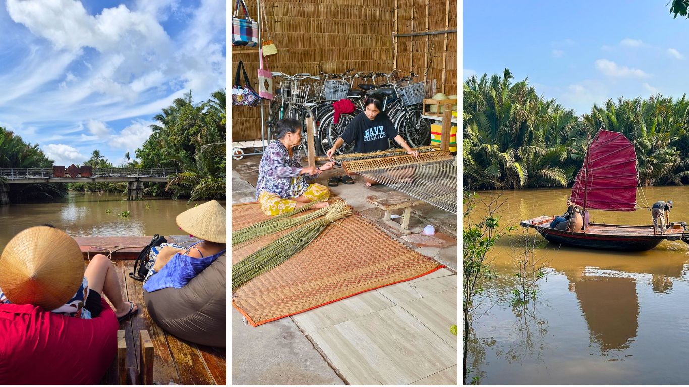 Ben Tre canal cruise and traditional craft village visit in the Mekong Delta in August wet season