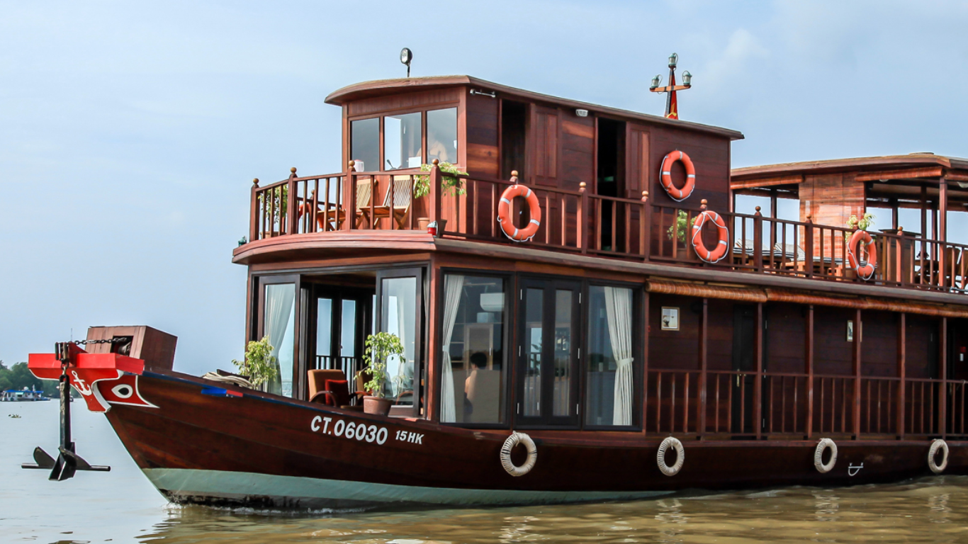 A private cruise on the river in the Mekong